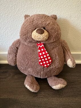Animal Adventure Willis Bear Plush red heart tie 18” Plump Round Teddy rare